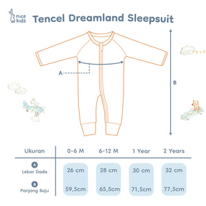 TENCEL Dreamland Sleepsuit (0-6M 6-12M 1Y 2Y)