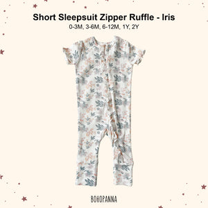 Sleepsuit Zipper Ruffle Short Sleeve (0-3M 3-6M 6-12M 1Y 2Y)