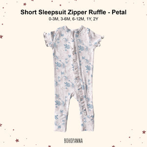 Sleepsuit Zipper Ruffle Short Sleeve (0-3M 3-6M 6-12M 1Y 2Y)
